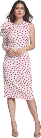 Moskada Asymmetrische polkadot jurk - Maat 40 - Dames - Casual kleedjes - Wit - XL - Kleedjes