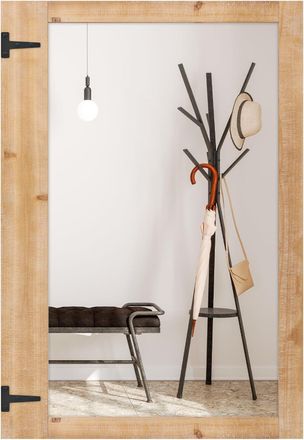 Costway Costway - Specchio Da Parete Rettangolare 97 X 67 Cm, Specchio Decorativo Con Cornice In Legno, Ganci In Metallo, Stile Rustico, Montaggio Verticale E