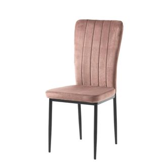 Oresteluchetta Juego 4 sillas terciopelo rosa, estructura negra 95x42x53 sal&oacute;n