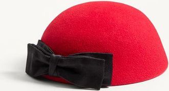 Valentino Garavani Cappello Vlogo Signature In Tessuto Lapin E Fiocco In Raso Donna ROSSO/NERO 56