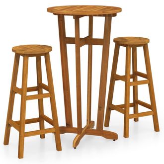 vidaXL Juego De Bar 3 Piezas Madera Maciza Acacia Vidaxl