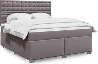 vidaXL Vidaxl - Cama Box Spring Con Colch&oacute;n Cuero Sint&eacute;tico Gris 180x200 Cm