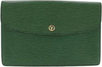 Louis Vuitton Pre-owned Clutches, male, Green, Size: ONE SIZE Pre-owned Montaigne27 Epi Leather Clutch Bag