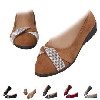 Generic Womens Lightweight Fashion Rhinestone Wedge Shoes Low Heel Slip On Shoes, Pointed Toe Dress Shoes for Women, Sparkly Comfortable Ballet Flats for Work