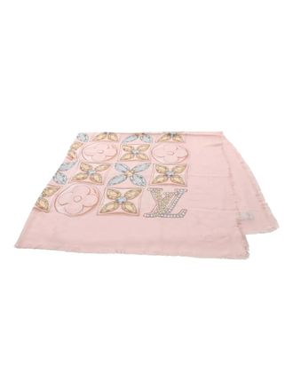 Louis Vuitton monogram flower precious dragon stall shawl - women - Silk/Wool - One Size - Pink