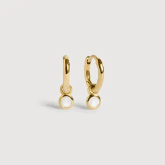 Monica Vinader Gold June Birthstone Huggie Earrings Moonstone