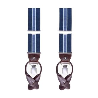 Profuomo Gestreepte Bretels Marineblauw - Heren - Accessoires - Blauw - Maat: ONE Size Poliester