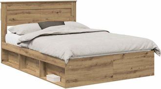 vidaXL Bed Frame Artisian Oak 140 x 200 cm Solid Pine Wood vidaXL