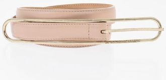 Elisabetta Franchi Leather Belt with Logoed Application size 40