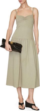 Mango Miranda Knit Drop Waist Midi Dress in Khaki Green at Nordstrom, Size 10