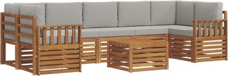 vidaXL Conjunto De Sof&aacute;s De Exterior 8 Uds. Gris Natural Y Claro Vidaxl