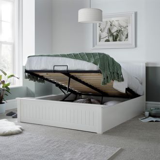 Bedmaster Dawson Wooden Ottoman Bed & Super Ortho Orthopaedic Mattress in White | Size: King
