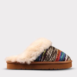 Lamofootwear Womens Slip-On Scuff Slipper In Chestnut/multi
