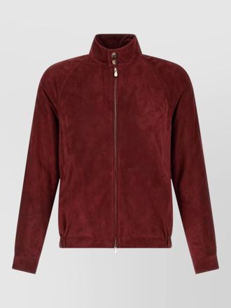 Brunello Cucinelli suede jacket high collar elasticated hem