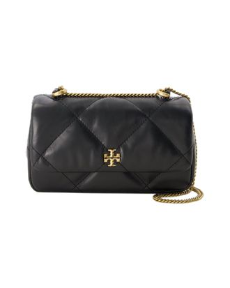 Tory Burch Kira Diamant Quilt Mini Flap Tas - Tory Burch - Leer - Zwart