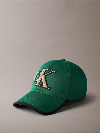 Calvin Klein Mens Textured Monogram Baseball Cap - Bright Green
