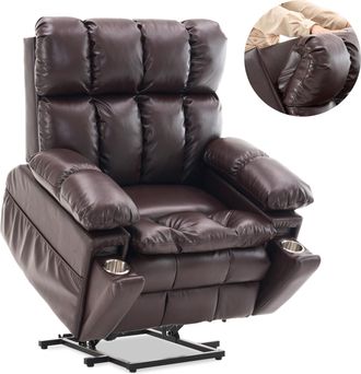 STILVORA Poltrona Relax Elettrica Alzapersona Con Doppio Motore, Massaggio E Riscaldamento, Poggiatesta Regolabile, Metallo, Marrone