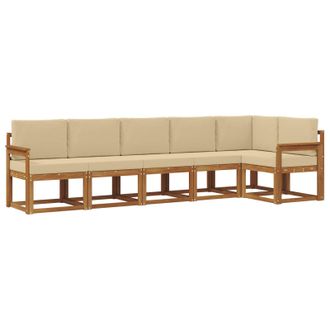 vidaXL Conjunto De Sof&aacute;s De Exterior Con Coj&iacute;n 6 Pcs Natural Y Beige Vidaxl