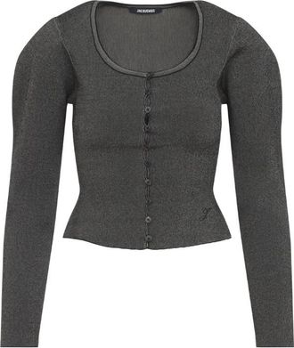 Jacquemus Dark Beige Solid Scoop Neck Cardigan