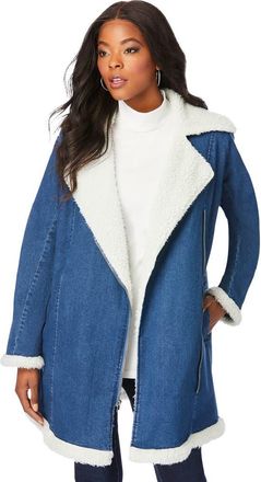 Roaman's Fleece Lined Denim Jacket in Medium Wash at Nordstrom, Size 12