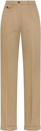 Seventy Lange rechte broek met gesp - Dames - Straight fit broeken - Beige - XS - Katoen - Broeken
