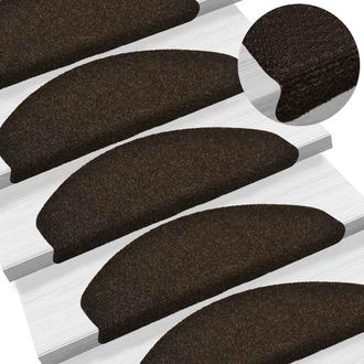 vidaXL Vidaxl - Tappetini Per Scale Autoadesivi 30 Pz 65x21x4 Cm Marrone Scuro Semicircolari Grandi