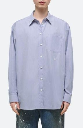 Helmut Lang Oversize Microstripe Button-Up Shirt in Blst at Nordstrom Rack, Size Xx-Large