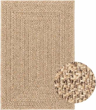 vidaXL Rug ZIZUR Beige 120x120 cm Jute Look Indoor and Outdoor vidaXL