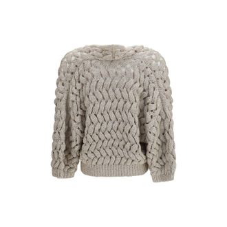 Brunello Cucinelli Openwork Silk-Linen Cardigan - Beige