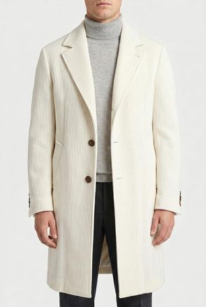 Brunello Cucinelli Off White Wool Tailored Coat, Brand Size 50 (US Size 40)