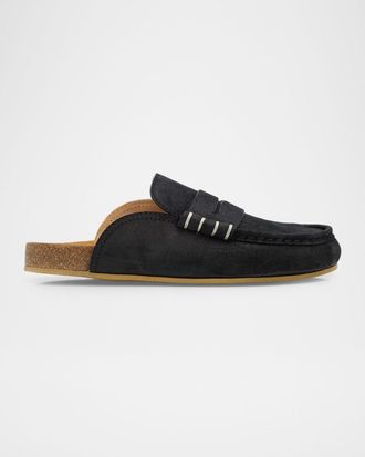 J.W.Anderson Men & apos;s Stitch Suede Penny Loafer Slides