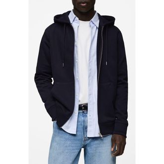 Mango Zip-Up Cotton Blend Sweatshirt in Dark Navy at Nordstrom Rack, Size X-Small