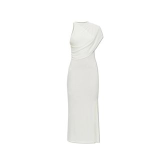 Courr&egrave;ges Jurk met geborduurd logo - Dames - Casual kleedjes - Wit - S - Katoen - Kleedjes