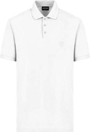 Giorgio Armani Tops, Heren, Wit, 3Xl, Katoen, Stretch Katoenen Piqu&eacute; Polo Shirt