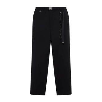 Mastermind Japan Black Cotton Belted Regular Easy Pants-Uomo