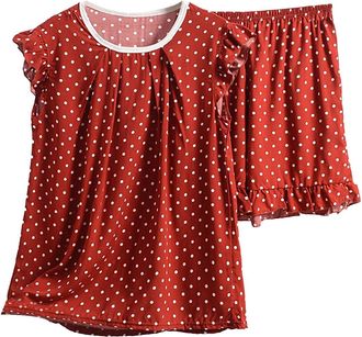 Generic Womens Pyjamas Sets Sleeveless Cotton Tank Top with Shorts Cami Sleepwear Comfy Loose Fit Pj Sets Casual Summer Nightwear (Style10-Red, XXXL)