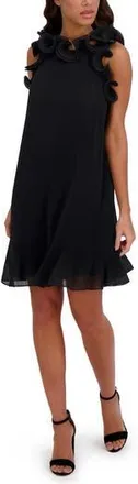 Siena My Balconia Ruffle Chiffon Shift Minidress in Black at Nordstrom Rack, Size 10