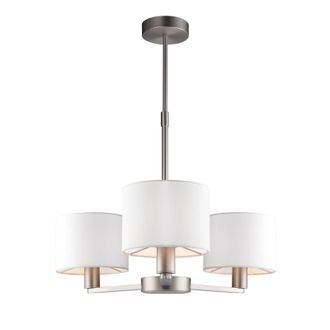 Loops Ceiling Pendant Light Matt Nickel & Vintage White Fabric 3 x 40W E14 e10095 in Metallics