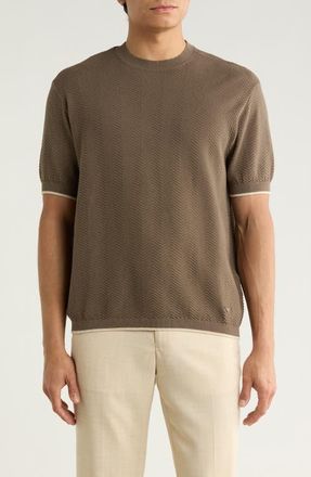 Emporio Armani Tipped Chevron Knit T-Shirt in Solid Dark Brown at Nordstrom, Size Xx-Large