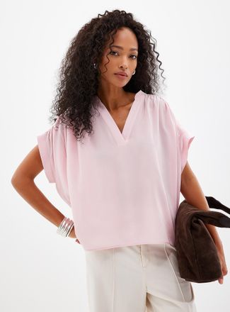 Contemporaine Womens Pure silk cap-sleeve blouse