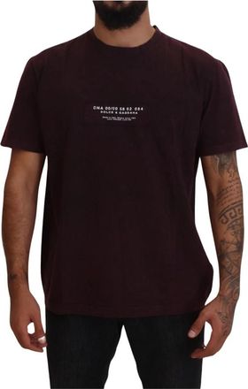 Dolce & Gabbana Elegant bordeaux T-shirt met ronde hals - Heren - T-shirts - Rood - S - Katoen - Tops