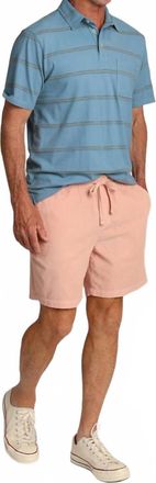 True Grit Drawstring Short With Stitch Details In Dusty Pink