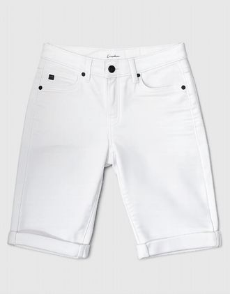 Kancan Womens Mid Rise Cuffed Bermuda Short In White