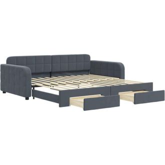 vidaXL Vidaxl - Sof&aacute; Cama Nido Con Cajones Terciopelo Gris Oscuro 100x200 Cm