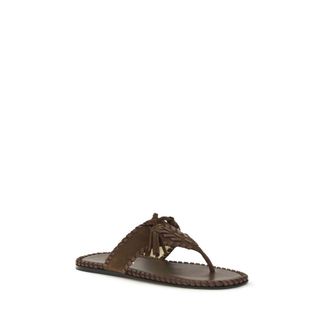 Prada Womens Brown Calf Leather Bos Taurus Flat Sandals