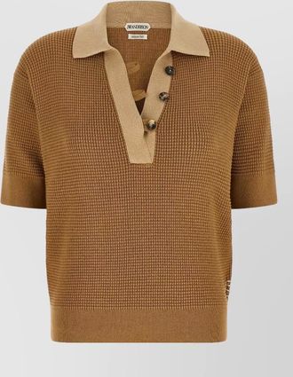 J.W.Anderson cashmere waffle-knit short-sleeve polo top