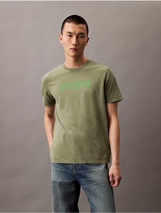 Calvin Klein Jeans Calvin Klein Mens Acid Wash Graphic Crewneck T-Shirt - Green - 2XL