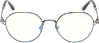 Tom Ford 51mm Round Optical Glasses in Dark Gunmetal /Palladium at Nordstrom