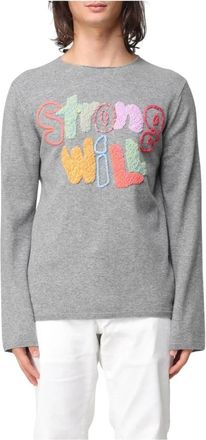 Comme Des Garçons Truien & Vesten, Heren, Grijs, L, Wol, Grijze Gebreide Crew Neck Sweater