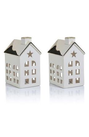 Zodax Lilou Set of 2 LED House Figurines in White/Gold at Nordstrom Rack